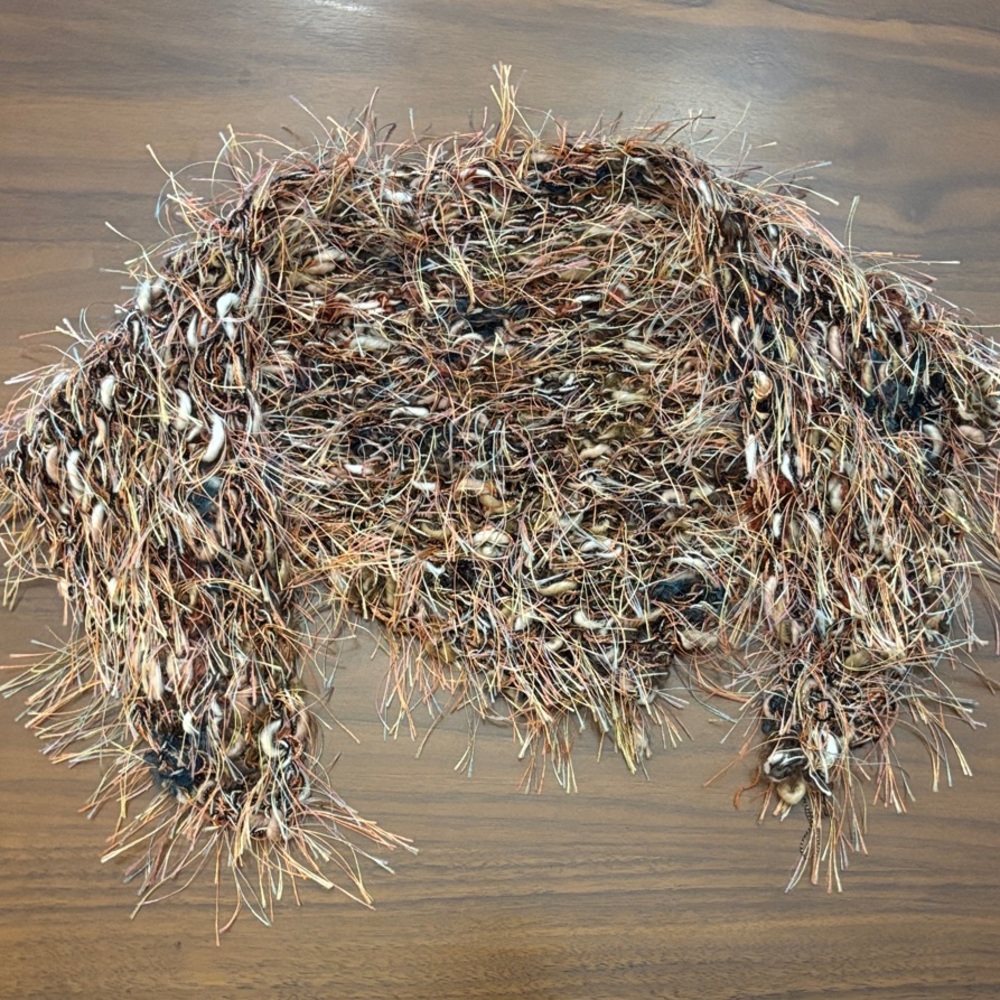Vintage Y2K Multi-Tone Eyelash Yarn Shaggy Scarf Boa Boho Handmade